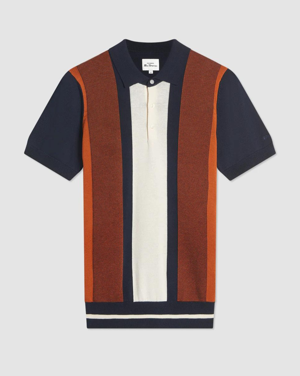Ben Sherman Vertical Polo Knit - Dark Navy
