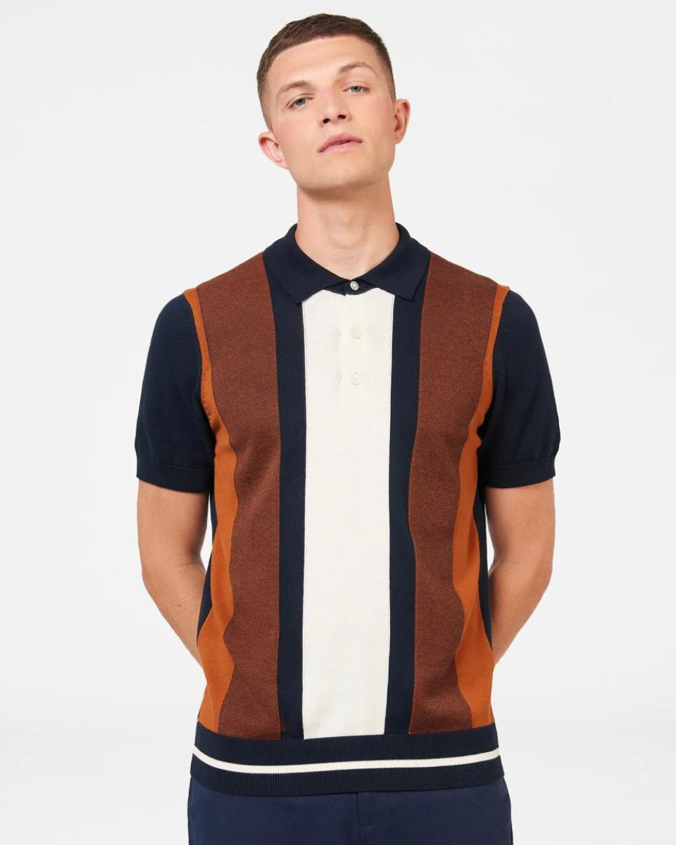 Ben Sherman Vertical Polo Knit - Dark Navy