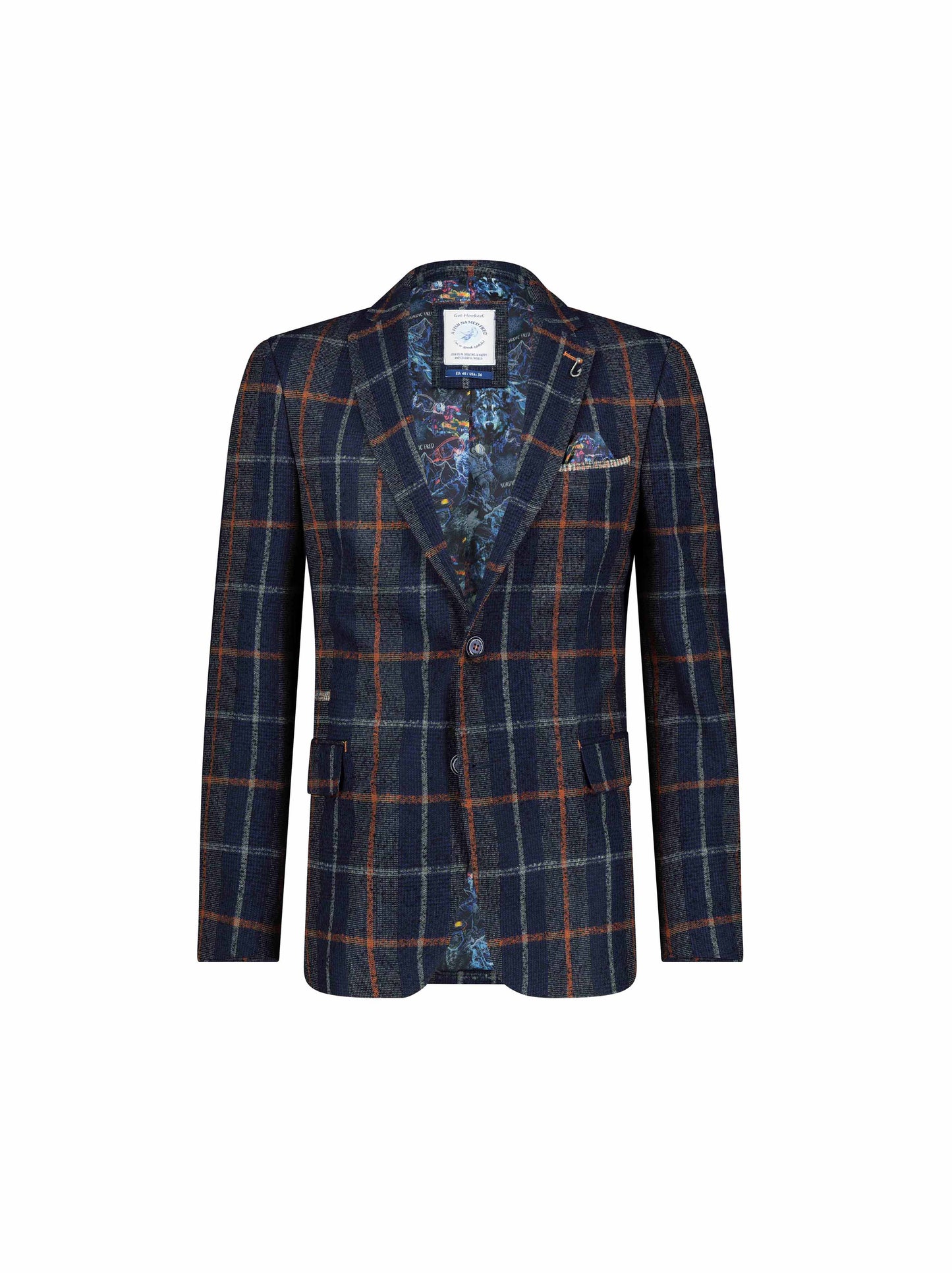 A Fish Named Fred - Navy And Orange Check Blazer