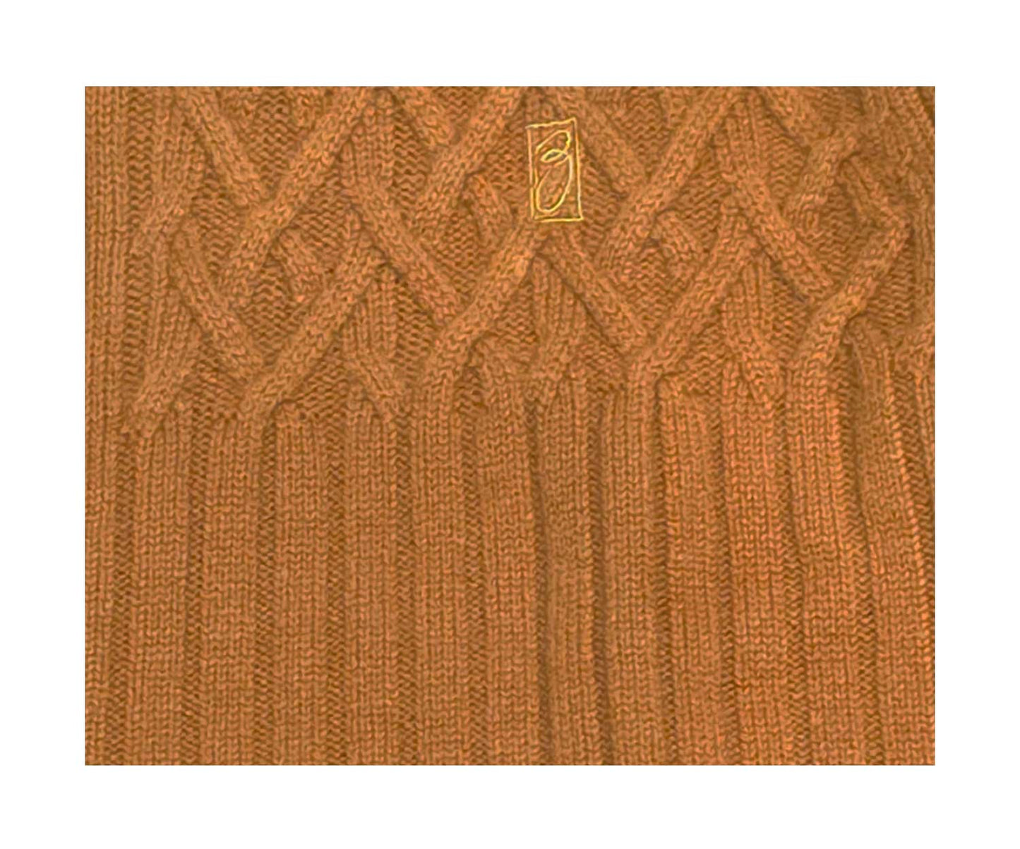 Scozia Loro Piana Merino Cable Knit Full Zip – Camel