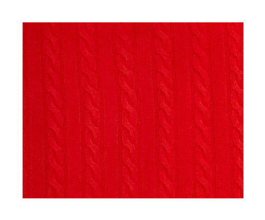 Scozia Loro Piana Merino Cable Knit Quarter Zip – Red
