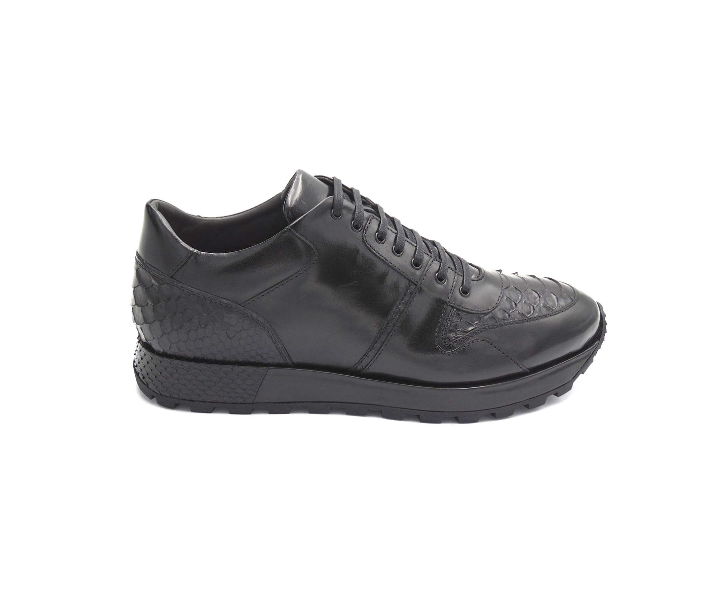 Dirami Python And Nappa Leather Sneaker - Black