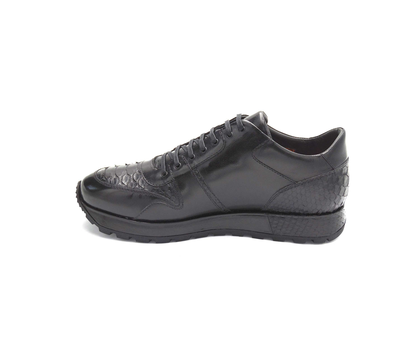 Dirami Python And Nappa Leather Sneaker - Black
