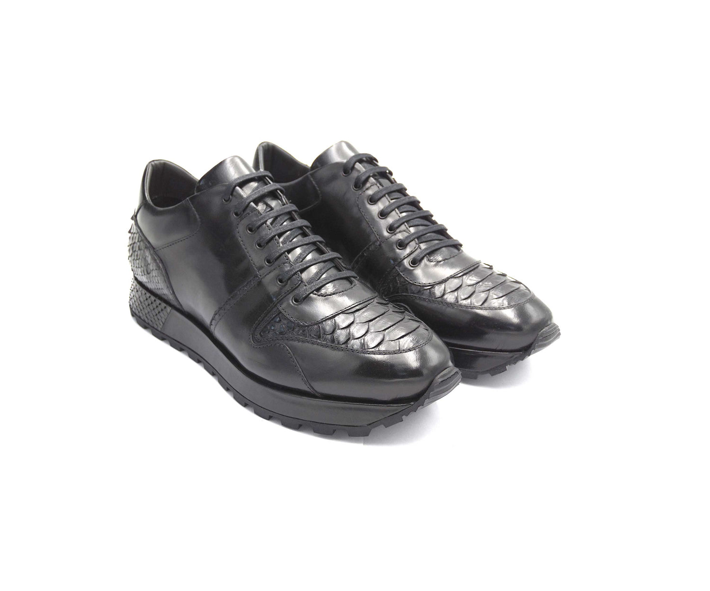 Dirami Python And Nappa Leather Sneaker - Black