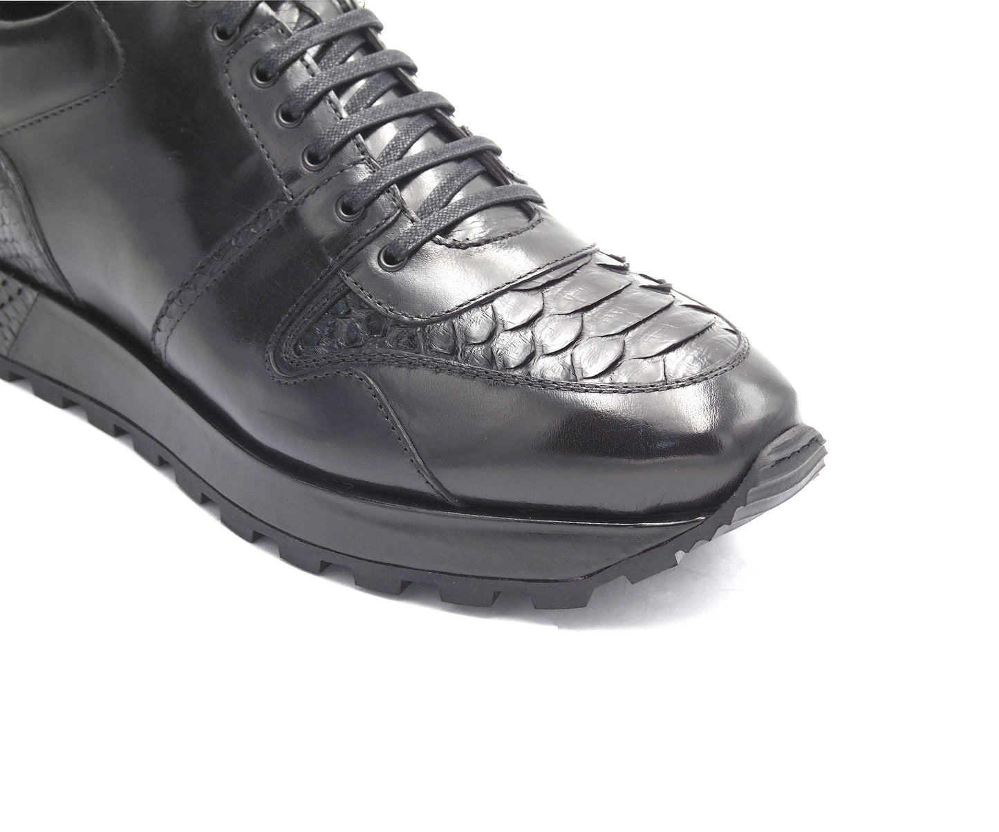 Dirami Python And Nappa Leather Sneaker - Black