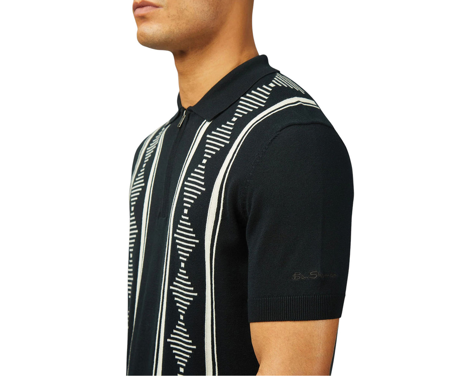 Ben Sherman Argyle Jacquard Polo - Black