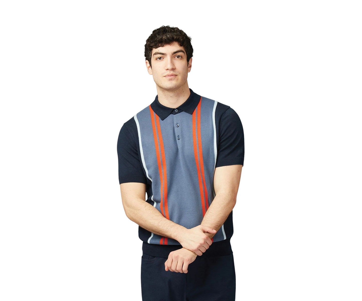 Ben Sherman Vertical Stripe Polo - Navy