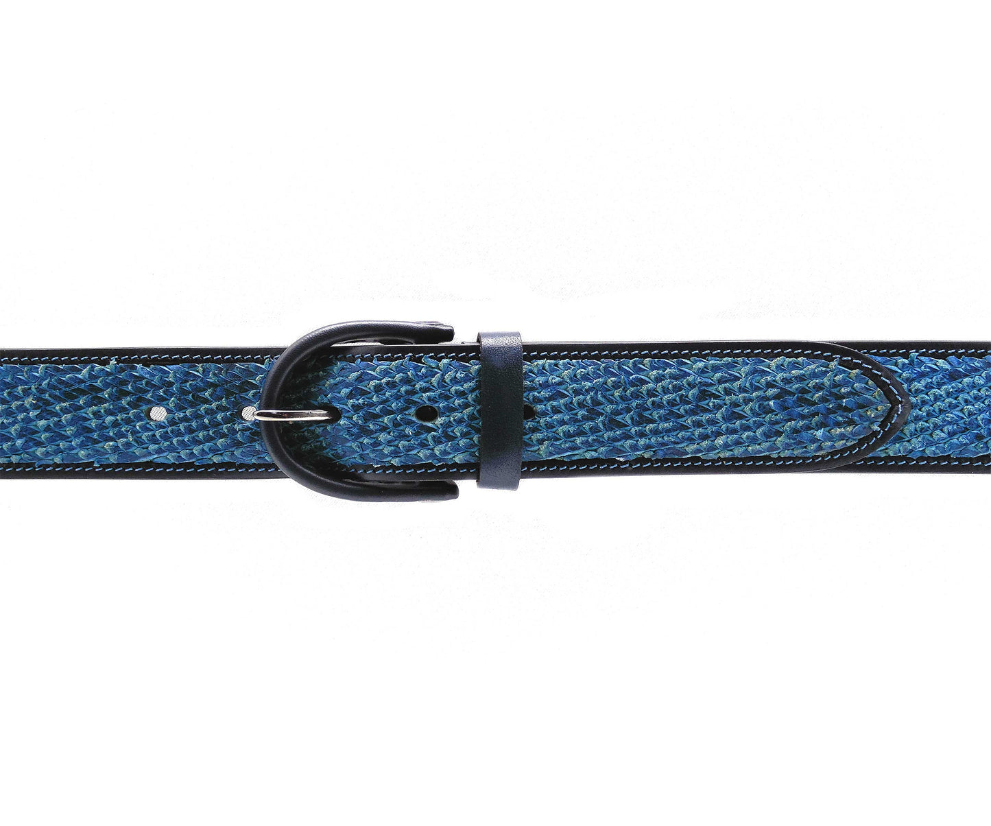 Stefano Corsini Navy And Aqua Marine Blue Snake Print Belt