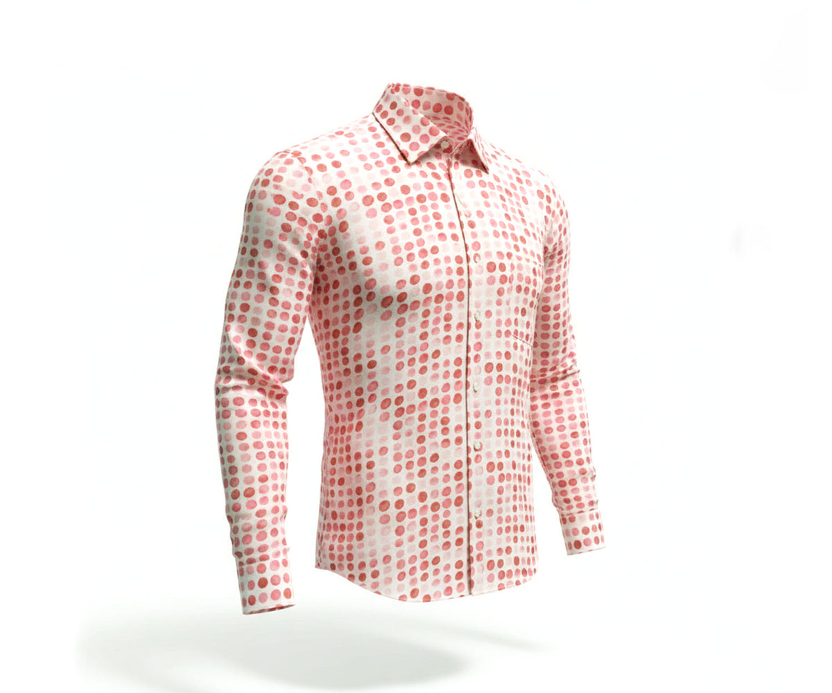 Rossinni Roses Rossini Linen Dot Long Sleeve Shirt Rosa | Premium Men's Linen Shirt ...