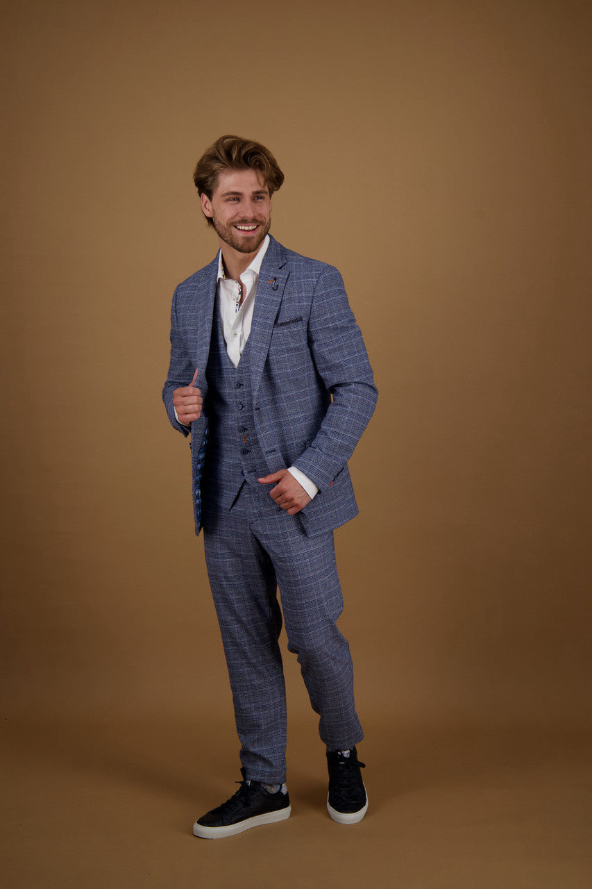 A Fish Named Fred Blazer - Light Grey And Navy Check