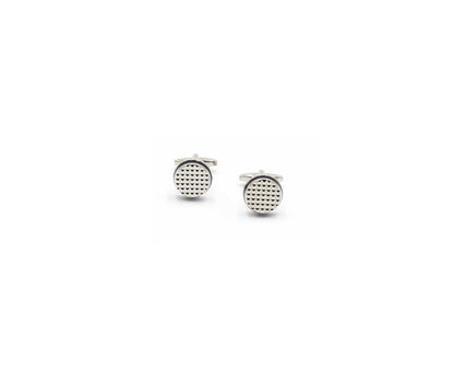 Round silver and black cufflink