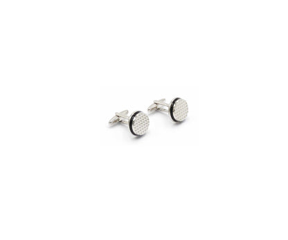 Round silver and black cufflink