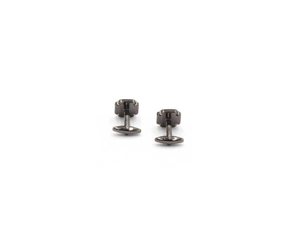 Square Black Chrome And Silver Cufflink