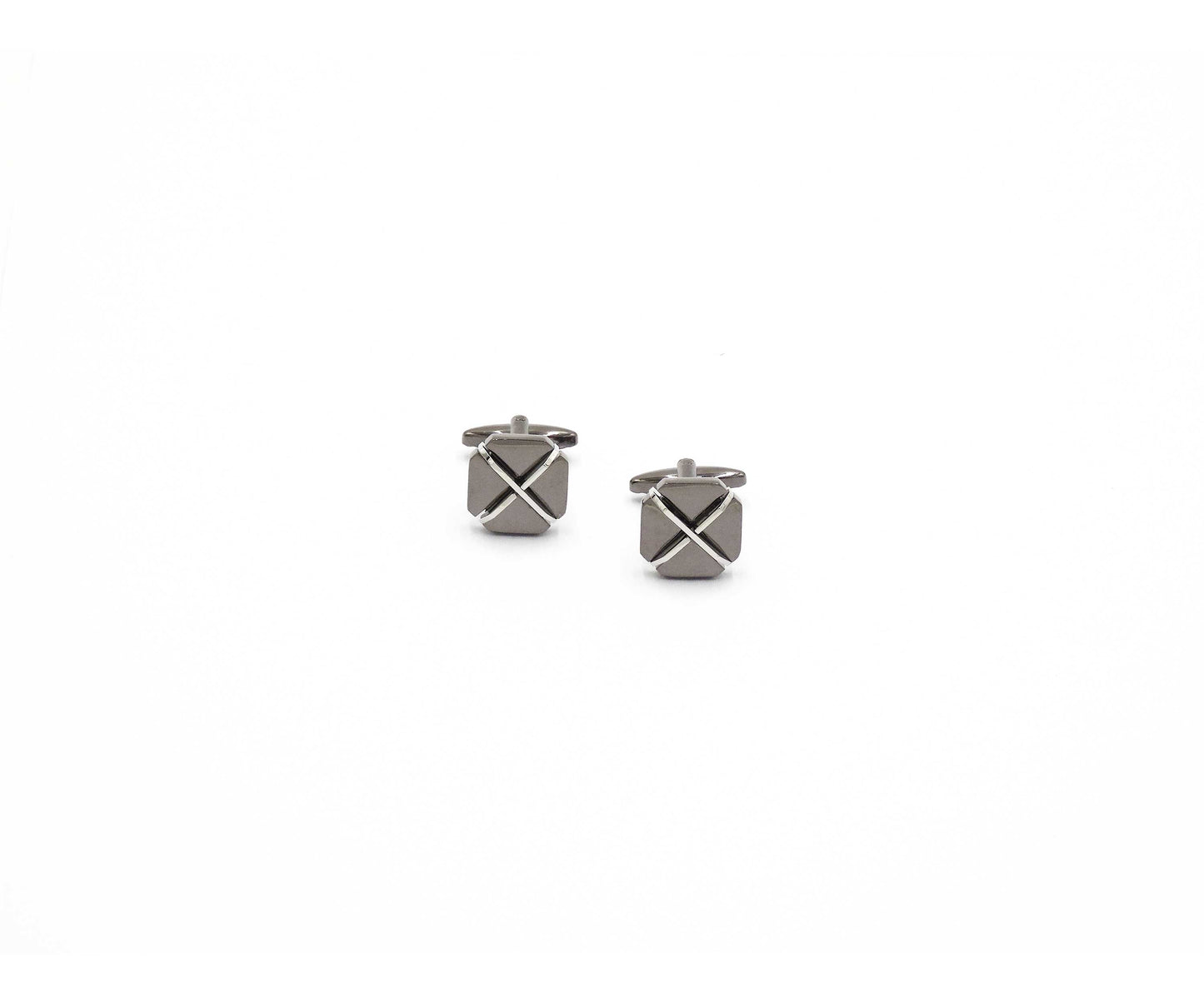 Square Black Chrome And Silver Cufflink