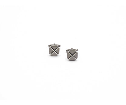 Square Black Chrome And Silver Cufflink