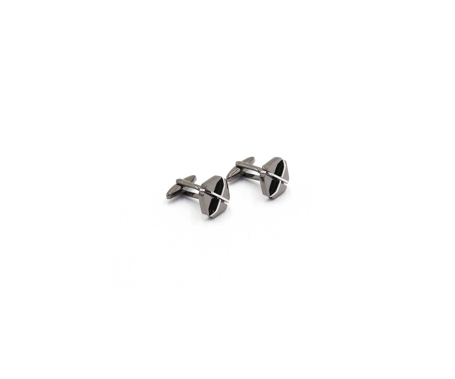 Square Black Chrome And Silver Cufflink