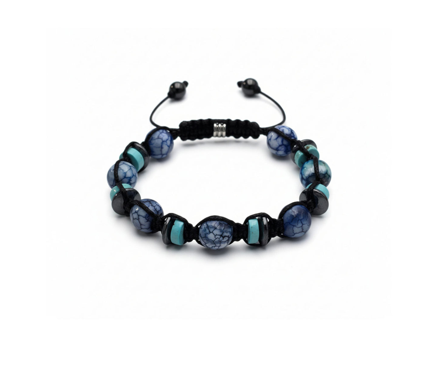 Turquoise & Blue Sodalite Beaded Bracelet | Hematite Accents