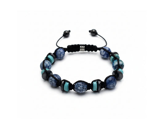Turquoise & Blue Sodalite Beaded Bracelet | Hematite Accents