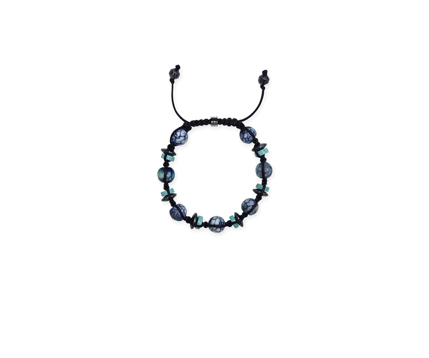 Turquiose, Hematite & Blue Beaded Bracelet