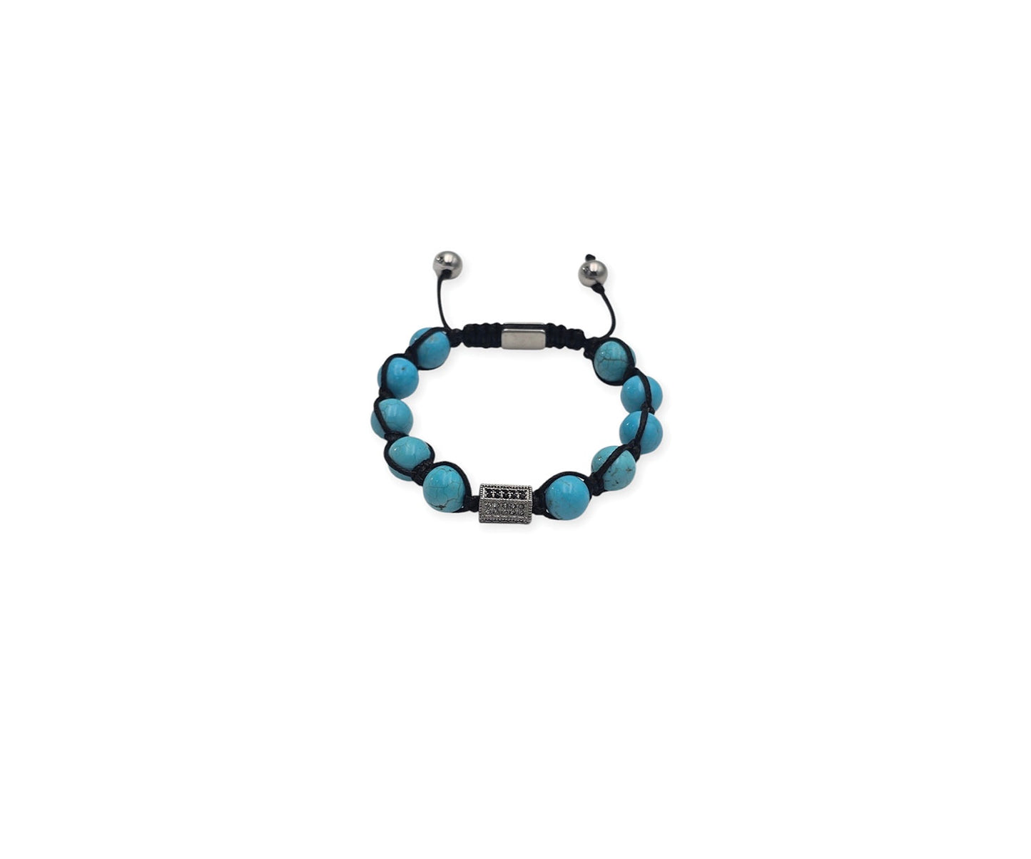 Crystal-Embellished Metal & Turquoise Howlite Beaded Bracelet