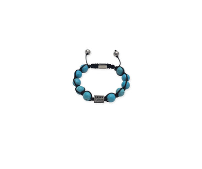 Crystal-Embellished Metal & Turquoise Howlite Beaded Bracelet