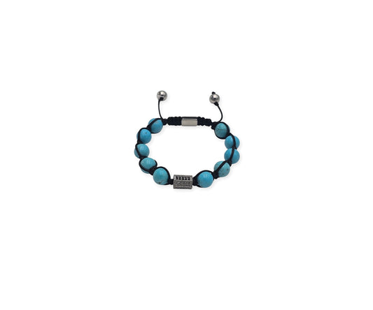 Crystal-Embellished Metal & Turquoise Howlite Beaded Bracelet