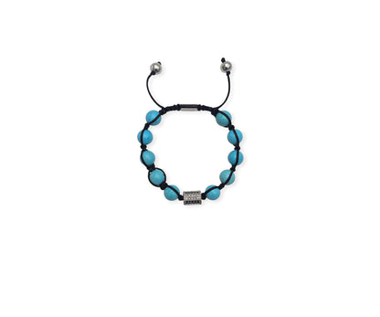 Crystal-Embellished Metal & Turquoise Howlite Beaded Bracelet