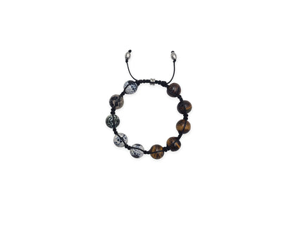 Tigers Eye & Mexican Green Obsidian Beaded Bracelet