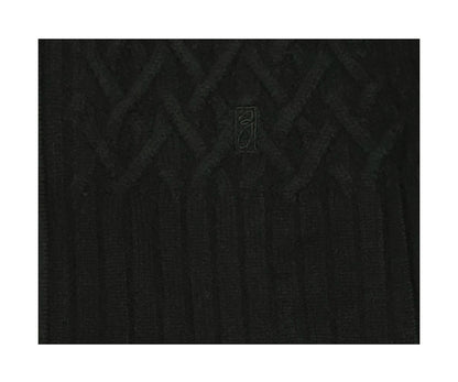 Scozia Loro Piana Merino Cable Knit Full Zip – Black