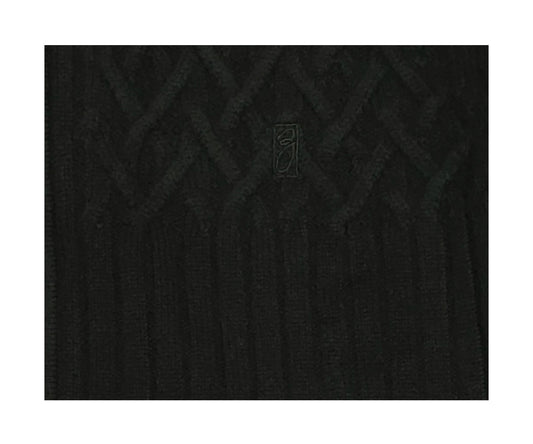Scozia Loro Piana Merino Cable Knit Full Zip – Black