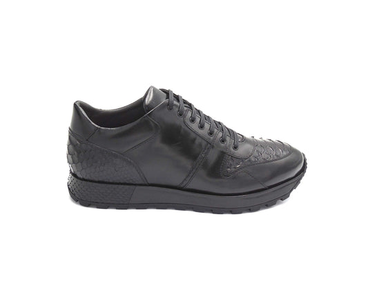 Dirami Python And Nappa Leather  Sneaker - Black