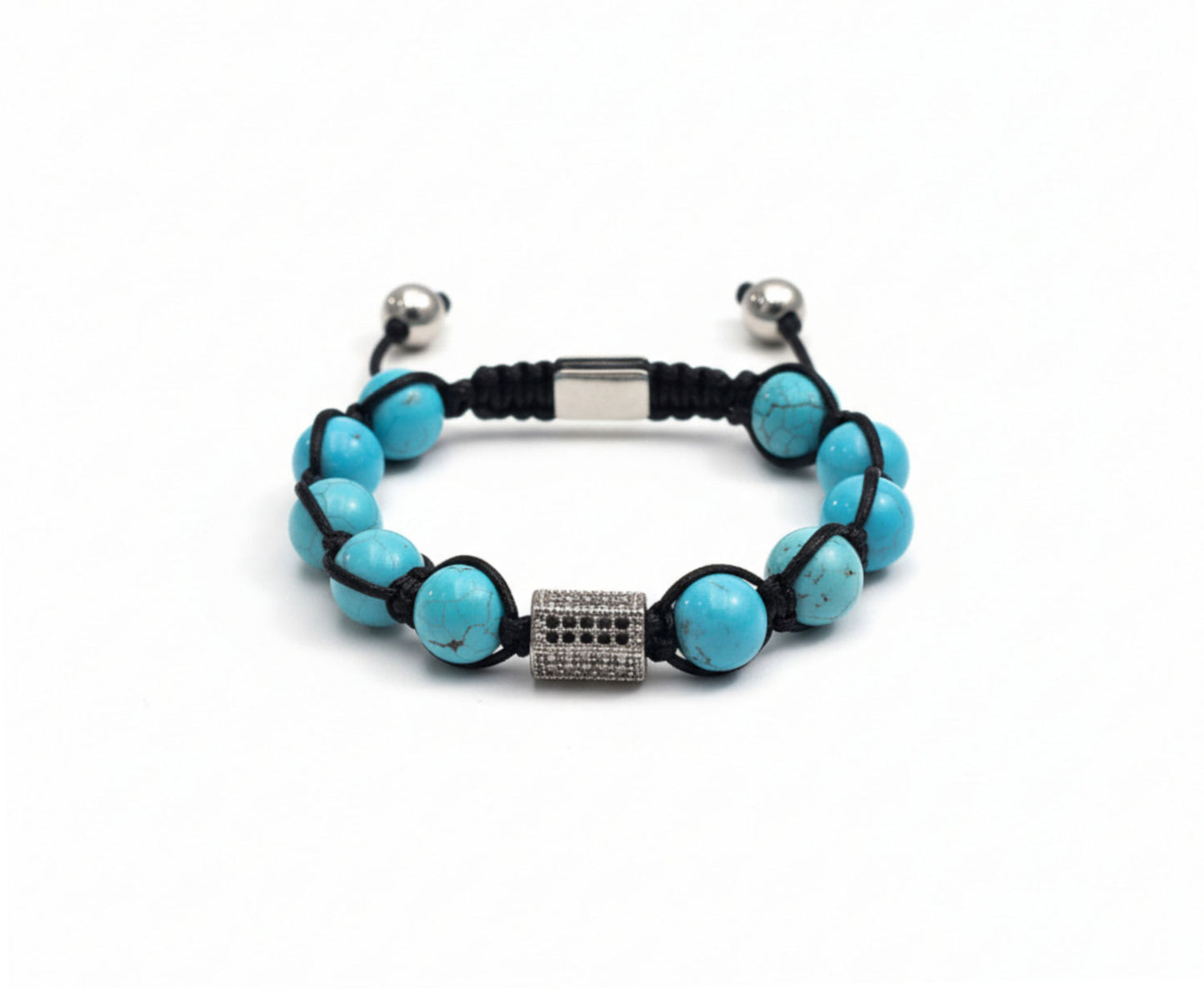 Crystal-Embellished Metal & Turquoise Howlite Beaded Bracelet