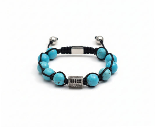 Crystal-Embellished Metal & Turquoise Howlite Beaded Bracelet