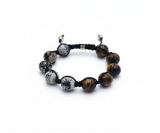 Tigers Eye & Mexican Green Obsidian Beaded Bracelet