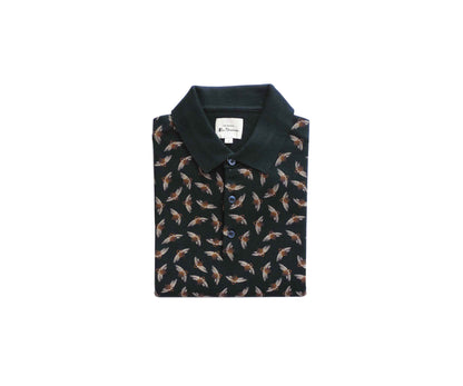 Ben Sherman Art Deco Polo Knit - Dark Navy